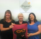 Jackie Eades, Mel Griffiths and Erin Belmont show a Pignut cushion